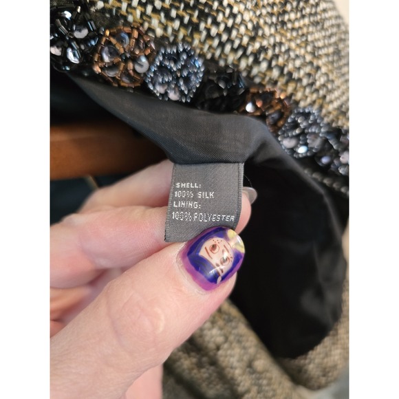 Josephine Chaus Silk Jacket Skirt Suit Set 12 Beaded Lined Classic - Picture 8 of 8